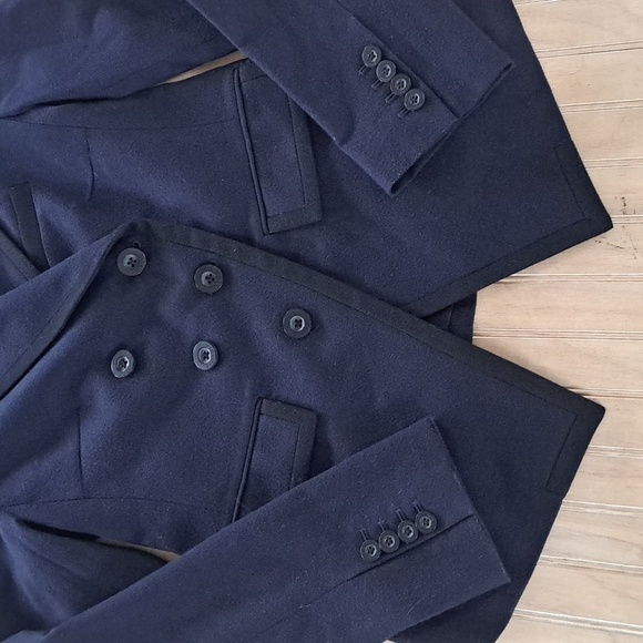 REBECCA MINKOFF Wool Blend Navy Blue & Black Tailored Structured Blazer - Picture 12 of 13